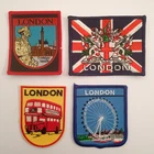 4 x London Vintage Tourist Souvenir Embroidered Badges Patches. London Eye. Bus