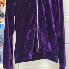Velvet Hooded Sweatshirt Set - Purple