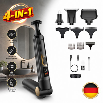 4in1 Wasserdicht Rückenrasierer Elektrischer LED-Display Herren Body Groomer