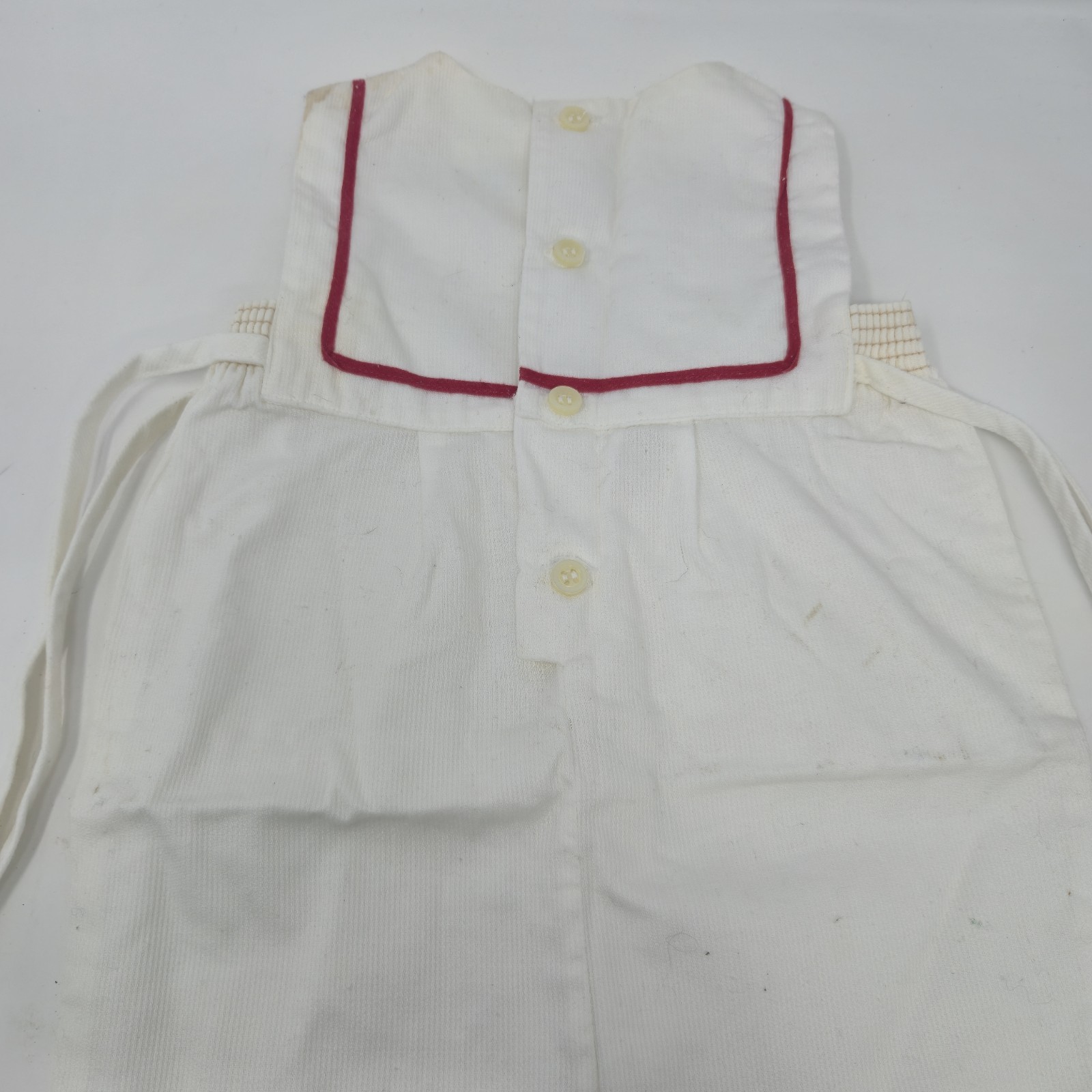 Vintage Cotton Floriane Baby Romper 3-6M White Ribbed Sailor Boat Made In France image 2