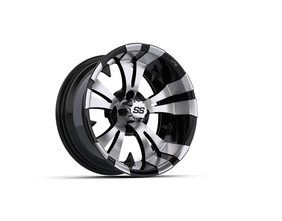 Set of 4 GTW 12 inch Vampire Machined/Black Golf Cart Wheel | 4x101.6mm | 3:4 — 第 2/4 张图片