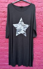Yours Black Jersey Star Print Casual Midi Dress Size 24