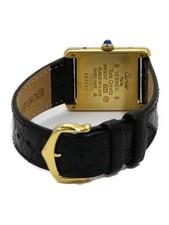 Cartier Must Tank Vermeil LM 590005 H30xW23mm Black Dial Yellow Gold #T257 3