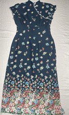 DW3 For David Warren Chinese Cheongsam Long Rayon Dress Women’s Size 10 Vintage