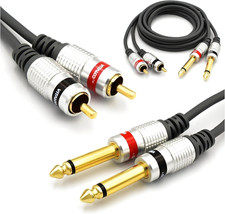 RCA a Jack 6.3Mm Cavo 1.5M 2RCA Phono a 2X Jack TS Mono Connettore Audio Maschio