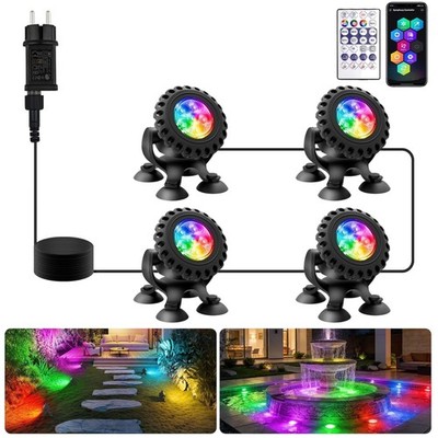 Unterwasser LED Teichbeleuchtung  RGB Fernbedienung Garten Beleuchtung