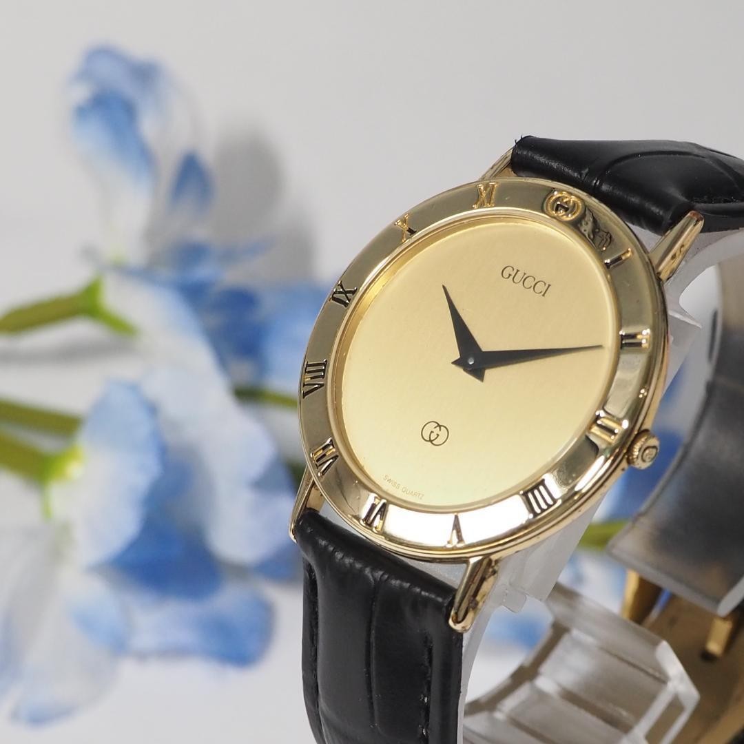 Gucci Roman Gold Leather Belt Watch C954 Luxury Timepiece