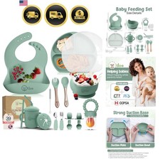 17-Piece BPA-Free Silicone Baby Feeding Set  Thick  Soft Suction Plates, Ba...