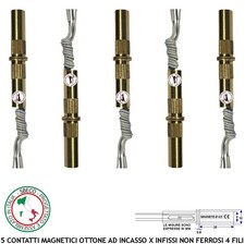 Sensori Magnetici Allarme 5 Contatti Incasso in Ottone a Sigaretta NC. Antifurto