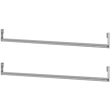 2 Pack 36 Silver Garment Hanger Bar, Wire Shelving Accessory, Closet Rod