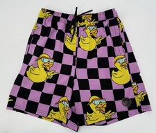 Neff Rubber Ducky Pink  Black Checkerboard Swim Suit Bathing Suit Boy  s Medium