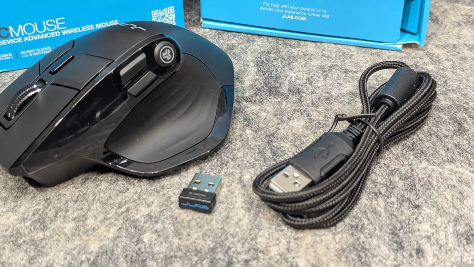 JLab Epic Bluetooth Mouse rechargeable wireless OLED display tri-mode BT black - Image 2 of 4