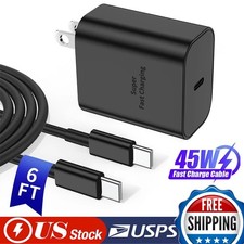 45W POWER Fast Wall Charger 6ft Type USB C Cable For Samsung Galaxy S22 S23 N10 