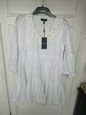 Izabel London Floral Lace Flare Sleeve Mini Beach Dress