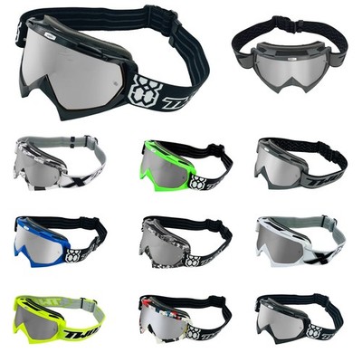 Motocross-Brille TWO-X Crossbrille Race MX Cross Downhill MTB silber verspiegelt