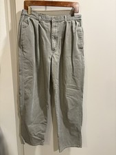 Vintage Polo Ralph Lauren Pleated Chino Pants Mens 34x31 Olive Green Khakis