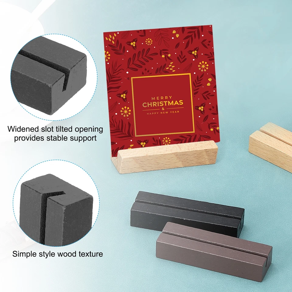 Wood Place Card Holder, 12Pcs Table Sign Number Holder Name Stands, Black - Image 3 of 4