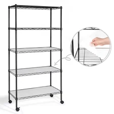 Black 5-Tier Adjustable Height Welded Garage Storage Shelving Unit with Liner/Wh