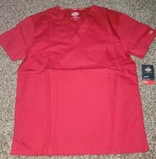 EDS Signature Dickies Medical Scrub Top Unisex VNeck Red Small 83706. NEW