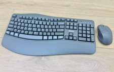 Wireless Keyboard Mouse Combo 2.4G Full Size Wave Keys Ergonomic EK30