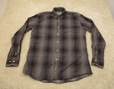 Bogosse Geometric Long Sleeve Button Up Shirt Mens 4 Gray Casual