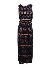Jessica Howard Women's Open-Back Lace Maxi Dress (8, Black/Tan)