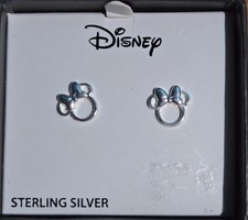 Disney Minnie Mouse silhouette stud earrings crafted from sterling silver NEW
