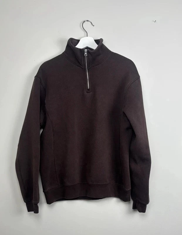 Zara Women’s Oversized Brown Quarter Zip Jumper Size M