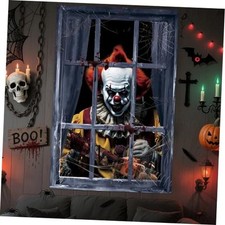 Scary Halloween Curtains Window Decorations, Creepy Ghost Silhouette Clown