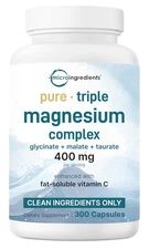 Triple Magnesium Complex 400mg - Glycinate, Malate, Taurate - 300 Capsules