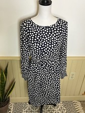 J. Crew Navy Spotted Midi Dress 2 Long Sleeve Ruffle Cottagecore Brunch Office