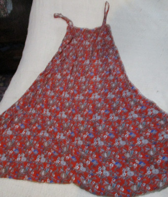 NATURAL LIFE RED FLORAL MAXI TIERED Spaghetti Strap Bohemian HIPPIE BOHO L-XL