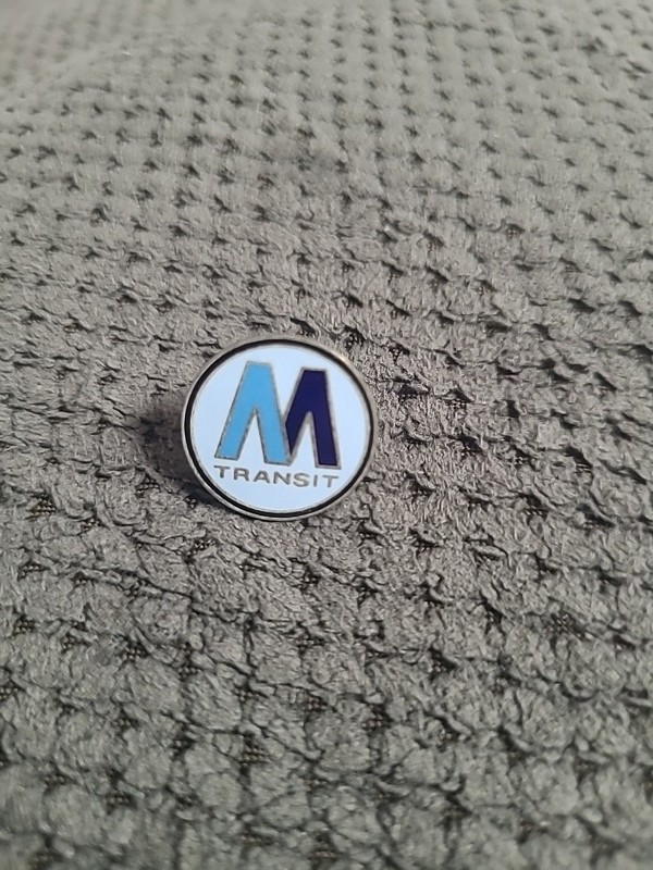 vtg Silvertone Hat Lapel Pin Line Metro Transit Train Signage- B18