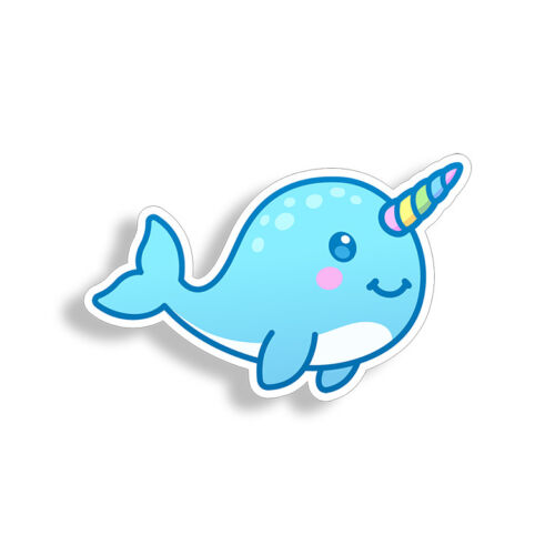 Narwhal Unicorn Sticker Whale Cup Laptop Cooler Car Vehicle Window Bumper Decal 