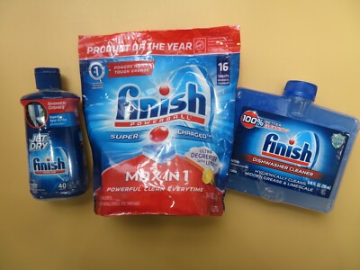 Finish Powerball Super Charged Max In 1 Ultra Degreaser W/ Lemon 16 Tabs(Bundle)