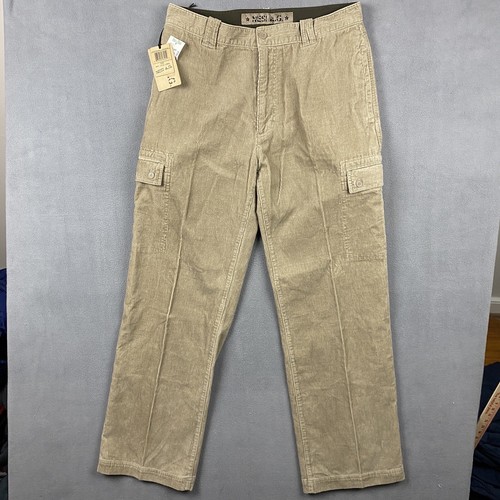 Vintage Nesi AG Hose Herren 35x36 hellbraun weites Bein Baggy Cargo Cord Skater Neu mit Etikett - Bild 2 von 12