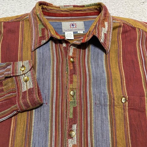 Territory Ahead Herren XLT Hemd Mehrfarbig Gestreift L/S Knopfleiste 100% Baumwolle