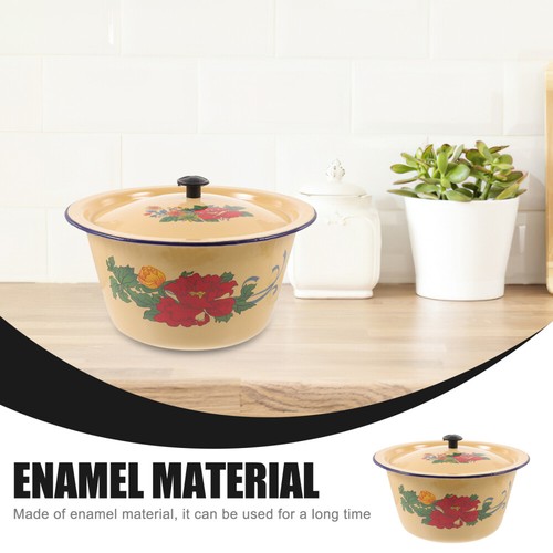 Vintage Email Cover Bowl Emaille-Eimer Mit Deckel Emaille-Waschbecken - Bild 5 von 12
