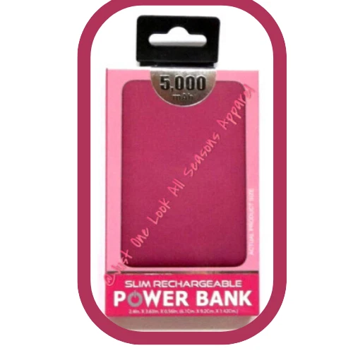 Power Bank Rechargable Battery 5000 mAh Pink