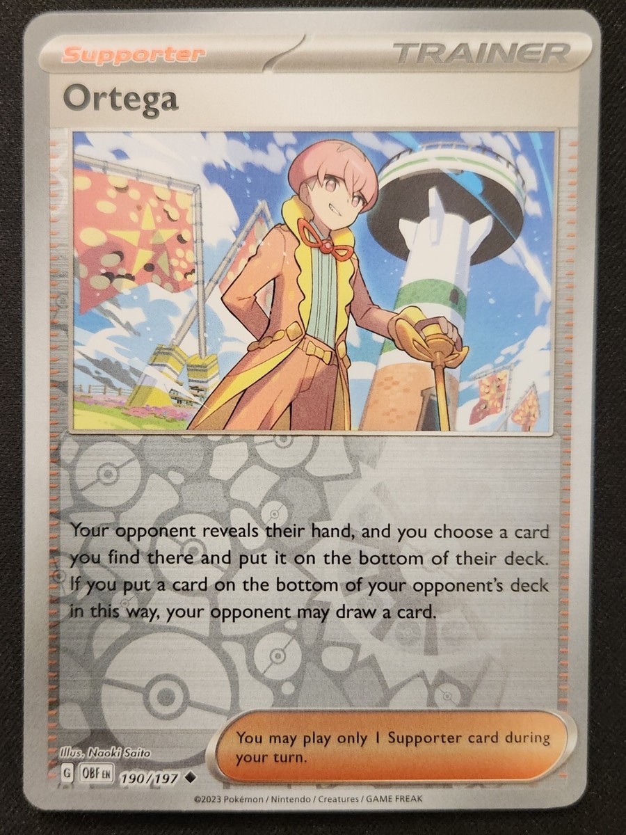 Ortega 190/197 S&V Obsidian Flames Reverse Holo Trainer Pokémon TCG 2023 NM