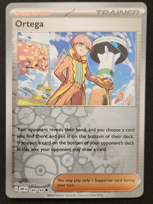Ortega 190/197 S&V Obsidian Flames Reverse Holo Trainer Pokémon TCG 2023 NM 