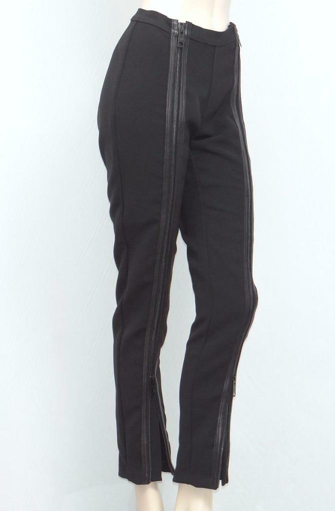 Runway 1.3K BURBERRY PRORSUM FRONT ZIPPER pants leather trim 40/4