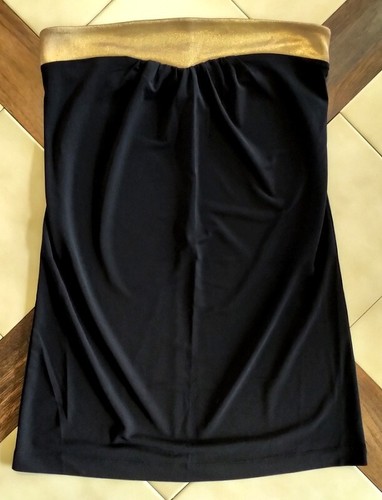 Victoria's Secret MODA INTERNATIONAL Black/Gold Strapless Stretch Top (S) NWOT - Picture 5 of 5