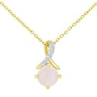 Naava 9ct Yellow Gold Opal and 0.02ct Diamond Twist Pendant Necklace