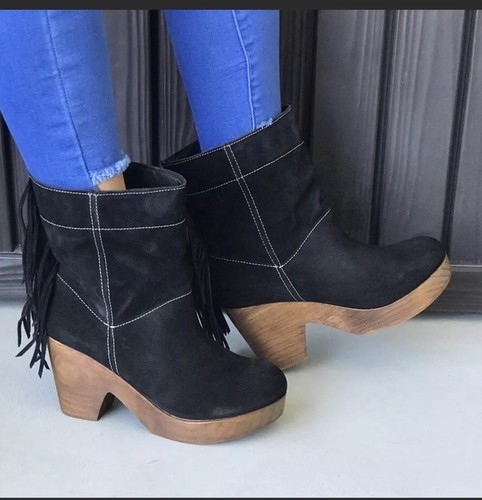STEVEN Farah' Fringe Platform Clog Boot 