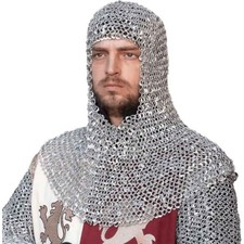 Riveted Aluminum Chainmail Coif Hood for Cosplay Actor Chain Mail Coif Ring Mail