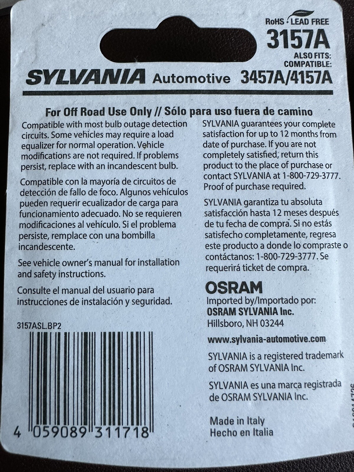 Sylvania LED Light 3157 Amber Orange Two Pack Bulbs Front Turn Signal