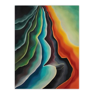 Abstrakt Grün Blau Orange Farbverlauf Formen Wandbild Poster Druck