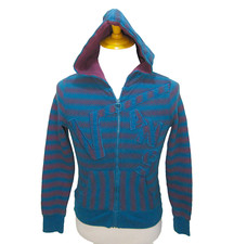 VANS Boy's Medium Blue Striped Full Zip Hoodie Hooded Sweatshirt Long Sleeve