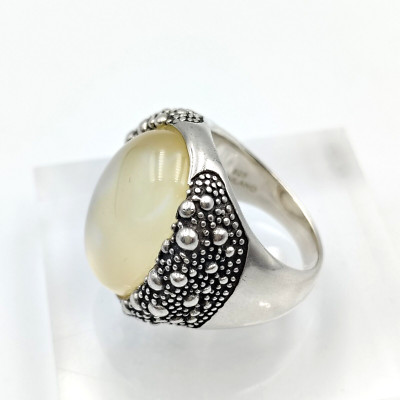 Michael Dawkins Sterling Silber 925 MOP Bergkristall Doublet Ring Gr. 7
